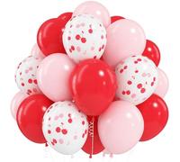 Palloncini a forma di ciliegia, 30,5 cm, colore rosso e rosa, a forma di ciliegia sulla parte superiore, colore rosa pastello e rosso opaco, in lattice di elio, per feste di compleanno, matrimoni