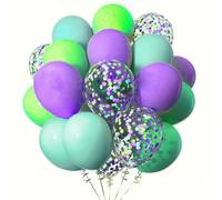 Palloncini a forma di coriandoli blu, viola e verdi, per feste di compleanno a tema, 30 cm, confezione da 50