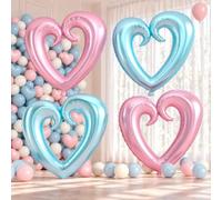 Palloncini a forma di cuore, 101,6 cm, rosa e blu, per decorazioni per | Palloncini grandi blu e rosa, palloncini a forma di cuore per baby shower, compleanno, rivelazione di genere