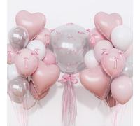 Palloncini a Forma di Cuore, 25 PCS Palloncini Rosa e Bianchi, Palloncinis Compleanno Rosas, Palloncinis Rosas Pastello e Palloncin in Lattice per Compleanni, Anniversari, Baby Shower