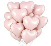Palloncini a forma di cuore, 45,7 cm, rosa chiaro, in lamina di elio rosa, per compleanno, San Valentino, fidanzamento, festa della mamma (12 pezzi)