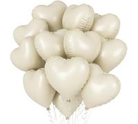 Palloncini a forma di cuore bianco crema, 45,7 cm, 12 palloncini a forma di elio beige bianco a forma di cuore, in Mylar color carne, per donne, matrimoni, San Valentino, fidanzamenti, decorazioni