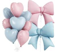 Palloncini a forma di cuore, blu, 10 pezzi, palloncini a forma di cuore, 18 pollici e 38 pollici, con elio, blu, per compleanno, baby shower, genere reveal e decorazioni per matrimoni