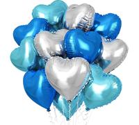 Palloncini a forma di cuore blu reale, 45,7 cm, colore argento e azzurro, 12 palloncini a elio blu scuro, per anniversari, San Valentino, fidanzamento, matrimoni, decorazioni