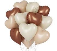 Palloncini a forma di cuore color crema, bianco e marrone, 12 pezzi, 45,7 cm, color crema, caffè, beige, albicocca, elio, in mylar, per feste di compleanno, San Valentino, matrimoni, anniversari