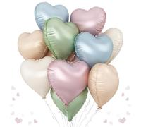 Palloncini a forma di cuore colorati pastello, 10 palloncini a elio arcobaleno opaco macaron, 45 cm, colori assortiti a forma di cuore, per compleanno, San Valentino, matrimonio, addio al nubilato