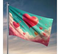 Palloncini a forma di cuore decorativi per la porta della stanza che fluttuano nel cielo. Bandiera per stanza universitaria bandiera ragazza per camera da letto (120 x 180 cm)