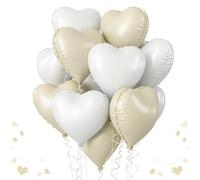 Palloncini a forma di cuore in pellicola 12 pezzi, palloncini a forma di cuore 18 pollici bianchi e crema, palloncini a forma di cuore bianchi e crema per matrimonio, palloncini a forma di cuore in