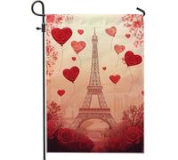 Palloncini a forma di cuore, motivo: torre Eiffel, bandiere da giardino, colore rosso, decorazione romantica per San Valentino, in poliestere, per la casa e il prato, 30,5 x