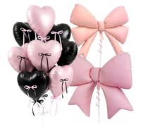 Palloncini a forma di cuore, palloncini in alluminio (Nero e rosa)