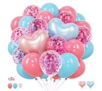 Palloncini a forma di cuore rosa e celeste, decorazioni per feste, in lamina a forma di cuore e lattice, set di decorazioni per rivelazioni di genere, baby shower, feste di compleanno per bambini, San