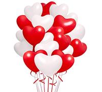 Palloncini a forma di cuore, rossi e bianchi, 12 pollici 100 palloncini a forma di cuore, palloncini a forma di elio, decorazione per matrimonio, per addio al nubilato, San Valentino, fidanzamento