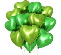 Palloncini a forma di cuore verde scuro chiaro, 12 palloncini verdi a forma di cuore, 45 cm, in mylar verde smeraldo, per giungla, feste di compleanno, San Valentino, matrimoni, anniversari, lauree,