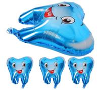 Palloncini a Forma di Denti in Film di Alluminio 4 Pezzi | Blu, Facile da Gonfiare, per Shower e Festival, Design Cartone Adorabile, Set da 4