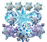 Palloncini a forma di fiocco di neve, palloncini blu per compleanno, palloncini con fiocchi di neve, palloncini per compleanni, ragazze, palloncini per feste e feste