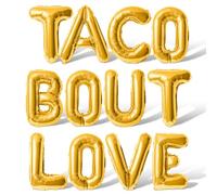 Palloncini a forma di lettera da 40,6 cm, in Mylar con scritta "TACO BOUT Love", striscione per addio al nubilato o fidanzamento (oro)