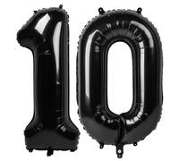 Palloncini a forma di numero 10, per uomo e donna, decorazione per decimo compleanno, colore nero, 100 cm, per 10, 100 anniversari, addio al nubilato, laurea, Halloween, Capodanno
