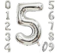 Palloncini a forma di numero 5, 101,6 cm, formato jumbo, in Mylar, per feste di compleanno, matrimoni, anniversari, celebrazioni, decorazioni