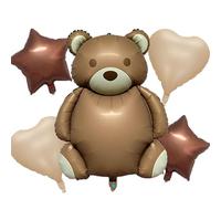 Palloncini a forma di orso, gigante palloncini orsetto decorativo compleanno marrone, palloncino gonfiabile in alluminio XXL, palla stella cuore per decorazione compleanno ragazzo ragazza baby shower