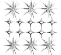 Palloncini a Forma di Stella, 16 Pezzi Argento Palloncini Foil Stella, Palloncini Compleanno Stella Palloncini Stelle Esplosive, Palloncini Stella per Decorazioni Baby Shower Compleanni Matrimoni