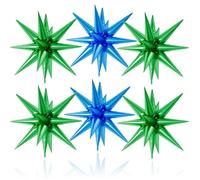 Palloncini a forma di stella blu e verde, 6 pezzi, 55 cm, grandi palloncini a forma di cono blu e verde, per ragazzi, tema dinosauro, decorazione per feste di compleanno, laurea