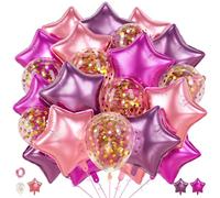 Palloncini a forma di stella da 45,7 cm, per feste di compleanno a forma di sirena, fiaba, principessa, 25 pezzi, in Mylar rosa e viola, per compleanni, matrimoni, anniversari, fidanzamenti e baby