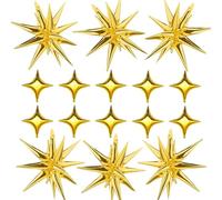 Palloncini a Forma di Stella Oro, 16 Pezzi in Foil, Stelle Esplosive per Decorazioni Baby Shower, Compleanni, Matrimoni e Feste