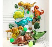 Palloncini a forma di Tyrannosaurus Rex e Velociraptor in lamina perfetti per celebrazioni a tema - compleanni, feste per la rivelazione del sesso, lauree, rientro a scuola, San Valentino 6 pezzi,3 di