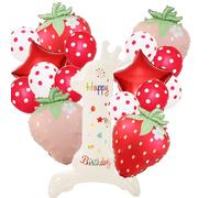 Palloncini a fragola, decorazione per il primo compleanno, 76 cm, in mylar rosso, palloncini a forma di fragola, palloncini per primo compleanno per ragazze, decorazioni per il primo compleanno a
