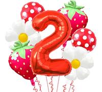 Palloncini a fragola, decorazione per il secondo compleanno, 101 cm, in mylar rosso, numero 2, palloncini a fragola per decorazioni per il 2° compleanno, decorazioni per feste a fragola