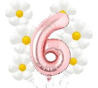 Palloncini a margherita Groovy Decorazioni di compleanno, 101 cm, in Mylar oro rosa, numero 6, palloncini a margherita, decorazione per feste di compleanno