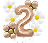 Palloncini a margherita Groovy Decorazioni di compleanno - Palloncini color oro champagne numero 2 - Palloncini a margherita per decorazione per feste di compleanno - Due decorazioni per feste di