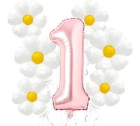 Palloncini a margherita Groovy One, decorazioni per compleanno, 101 cm, in mylar oro rosa, numero 1, palloncini a margherita per decorazione primo compleanno a margherita, una decorazione per