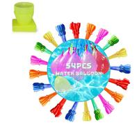 Palloncini Acqua Autosigillanti,54Pezzi Gavettoni Acqua Riempimento Rapido Da 10 Secondi,Colorati Water Balloons,Palloncini Gavettoni Biodegradabili,Bombe d'acqua per Giochi Bambini,Spiaggia,Piscina