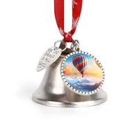 Palloncini ad aria calda sopra la montagna arcobaleno Natale Jingle Bells albero appeso ornamento campana di Natale ciondolo festa festival Decor Love Bell