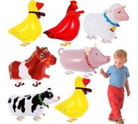Palloncini Animali che Camminano, 6pcs Palloncini Animali Fattoria, Palloncini Alluminio Animali, Palloncini Fattoria, Adatti per Decorazioni Compleanno Fattoria Palloncini Animali