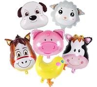 Palloncini Animali Fattoria, 6 Pezzi Palloncini Fattoria Compleanno, con Animali da Mucca, Maiale, Cavallo, Pollo, Pecora, Cucciolo, Tema Fattoria Compleanno per Bambini Ragazzi Ragazze(B)