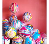 Palloncini arcobaleno Tie Dye 100 palloncini a spirale in lattice di agata da 30 cm, per feste di compleanno, Candyland, addio al nubilato, divertenti decorazioni hippie (nuvole colorate)