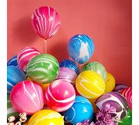 Palloncini arcobaleno tie dye, 100 pezzi, 30,5 cm, in lattice di agata marmorizzata, per feste di compleanno, Candyland, addio al nubilato, divertenti decorazioni per feste hippie (multicolore)