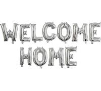 Palloncini argentati con scritta "Welcome Home" in lamina metallica per decorazioni per feste di ritorno a casa, celebrazioni della casa nuova e decorazione di benvenuto, 1 m