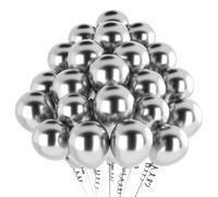 Palloncini Argento Metallizzati,50 Pezzi 12 Pollici Argento Metallizzati Opaco Cromati In Lattice ad Elio per Feste di Compleanno Atrimonio Laurea Addio Nubilato Anniversario Decorazioni