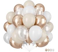 Palloncini Beige Bianco, 60 pezzi 30 cm Palloncini Beige Bianco per Compleanno, Palloncini in Lattice Metallico Oro Champagne Idrogenati per Matrimonio, Compleanno, Anniversario, Decorazioni per Feste