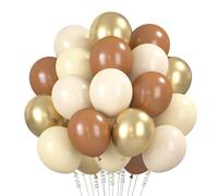 Palloncini Beige Marroni 60 Pezzi, 12 Pollici Palloncini Compleanno Beige Marroni Oro Metallizzati Palloncino a Elio per Compleanno Battesimo Decorazioni per Feste di Matrimonio