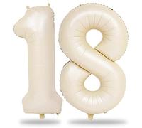 Palloncini beige per 18 compleanni, 100 cm, grandi in lamina color crema 1 e 8 numeri per ragazzi e ragazze di 18 anni, palloncini bohémien per 18° 81° compleanno, per donne e uomini, decorazioni per