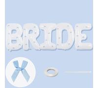 Palloncini bianchi da 101 cm per addio al nubilato con fiocchi blu, palloncino con lettera in lamina di Mylar Big BRIDE, scritta "Bride to Be", con scritta "Bride to Be" (lingua italiana non garantita