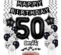 Palloncini bianchi e neri decorazione per 50° compleanno, decorazione compleanno 50 anni uomo donna decorazione torta 50° compleanno palloncini 50° uomo felice compleanno 50 anni decorazione uomo 50