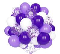 Palloncini bianchi e viola scuro, 60 pezzi 12 pollici pastello con lattice elio coriandoli per decorazione compleanno matrimonio festa nascita