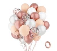 Palloncini bianchi in oro rosa, 60 pezzi, 30 cm, colore oro rosa, con coriandoli, in lattice, 1 rotolo, colore oro rosa, palloncini per compleanno, matrimonio, baby shower, San Valentino