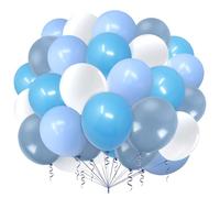 Palloncini Blu,60 Pcs Palloncini Bianchi Azzurri,Palloncino Compleanno Ragazzi,Lattice Elio Palloncino per Matrimonio Decorazioni Bimbo Battesimo Anniversario