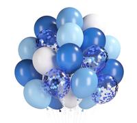 Palloncini Blu, 60 Pezzi Palloncini Blu Perla Opaco Bianco, Palloncino Coriandoli Azzurro Macaron per Compleanno Bambino, Matrimonio, Cerimonia Di Passaggio All'Età Adulta, Baby Shower